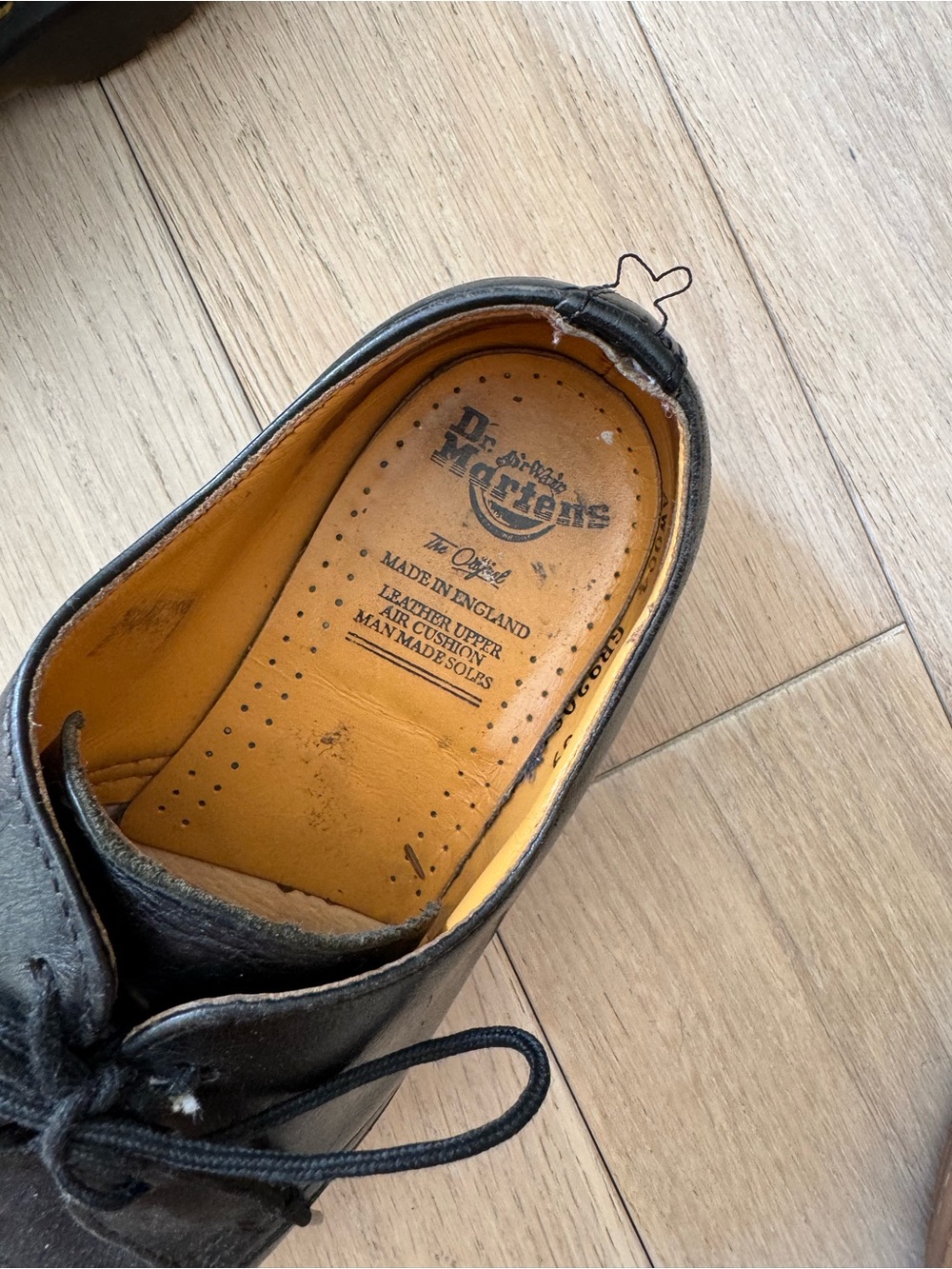 Dr. Martens Black Leather Derby Shoes with Yellow Stitching - Picture 2 of 9